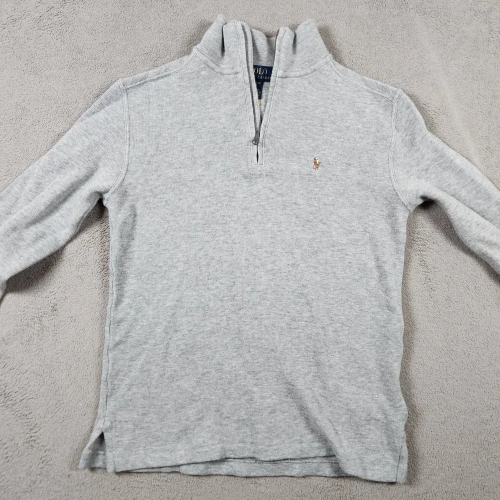 Polo Ralph Lauren 1/4 Pullover Sweater Boys Size L 14-16 Heather Grey - Picture 2 of 8